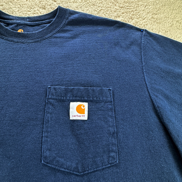 Carhartt Original Fit Tee Short Sleeve Mens 2XL Crew Neck Pocket T-Shirt Blue - Picture 3 of 10